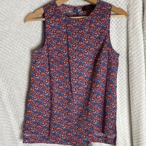 J. Crew Liberty Fabric Red and Blue Floral sleeveless top